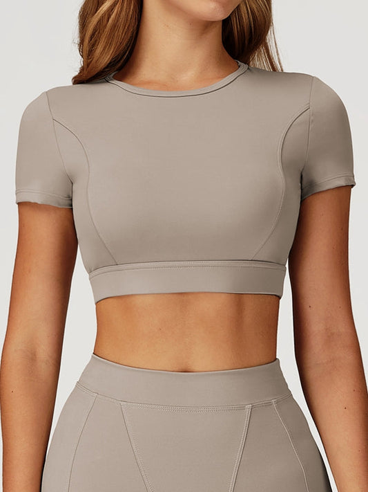 BUYCO Female Round Collar Cropped Short Sleeves