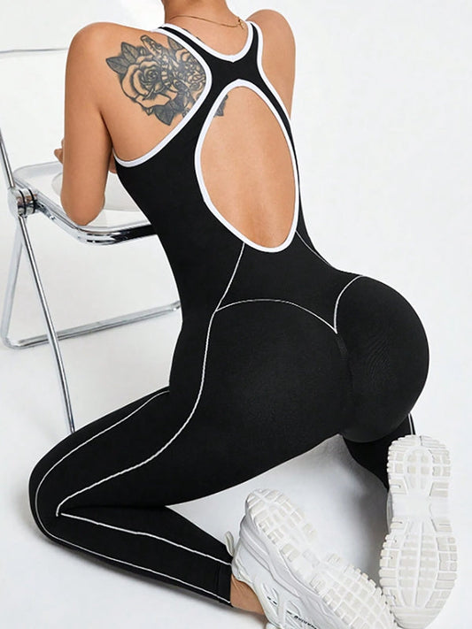 BUYCO Female Backless Stripes Jumpsuit