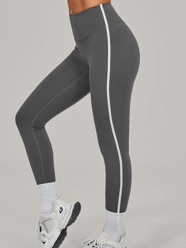 BUYCO Female Contrast Color Stripes High-rise Leggings