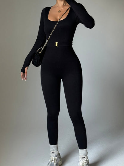 BUYCO Female Ribbed U Collar Jumpsuit