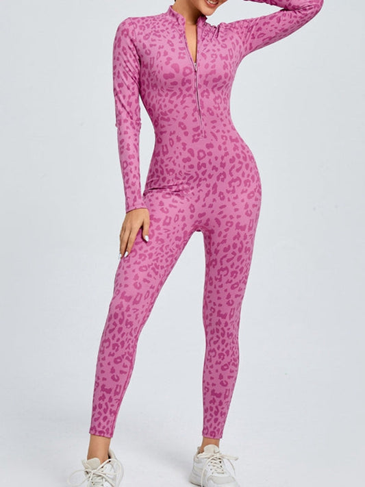 BUYCO Female Leopard Print Zipper Jumpsuit