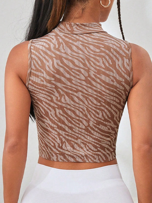 BUYCO Female Fitted Contrast Color Leopard Print Quick Dry Tank
