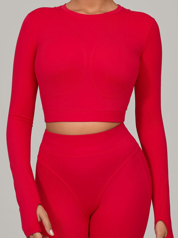 BUYCO Female Gather-breasts Thumbhole Long Sleeves