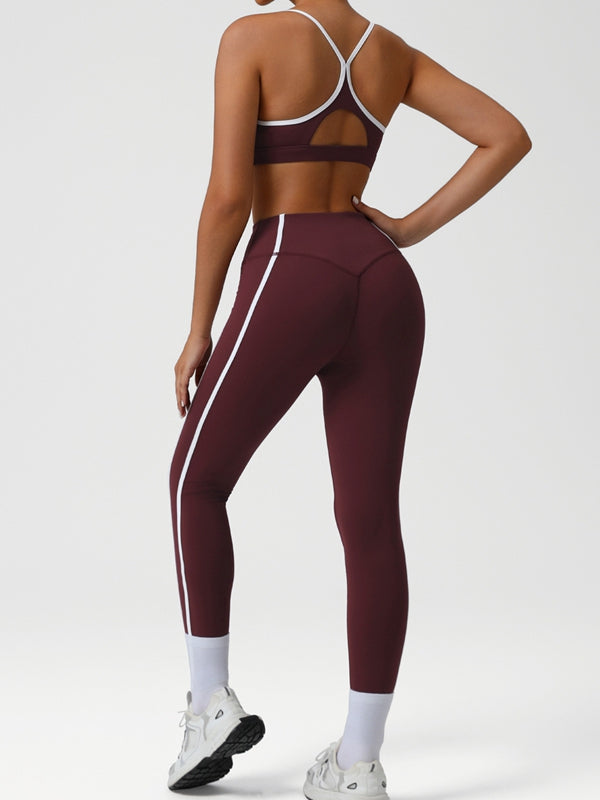 BUYCO Female Contrast Color Stripes Cross Back Tracksuit