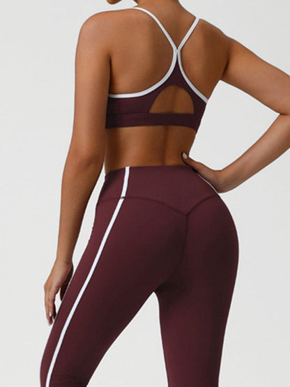 BUYCO Female Contrast Color Stripes Cross Back Tracksuit