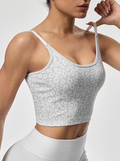 BUYCO Female Backless Leopard Print Sports Bras
