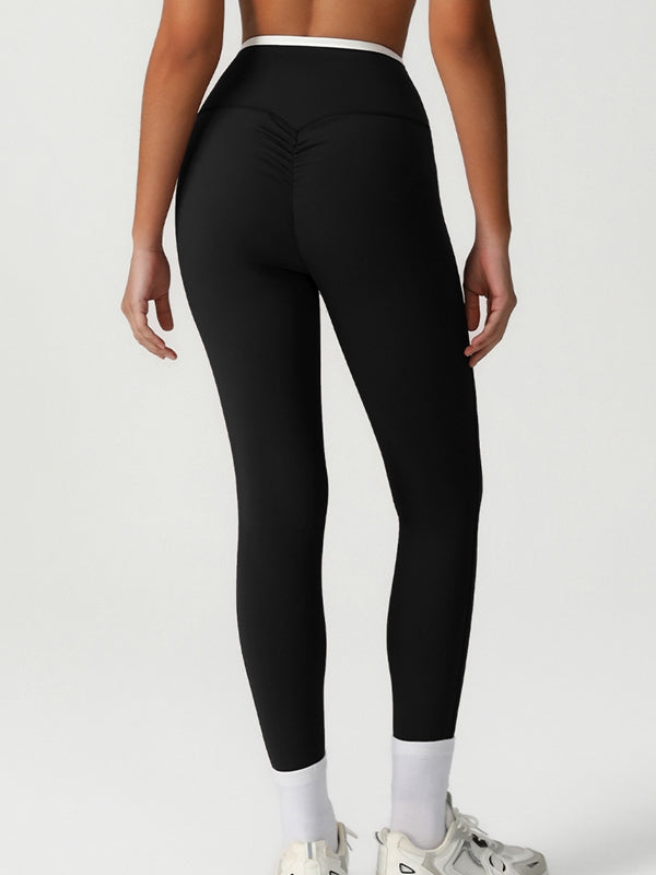 BUYCO Female Fitted Contrast Color Stripe V-shape Waist Tracksuit