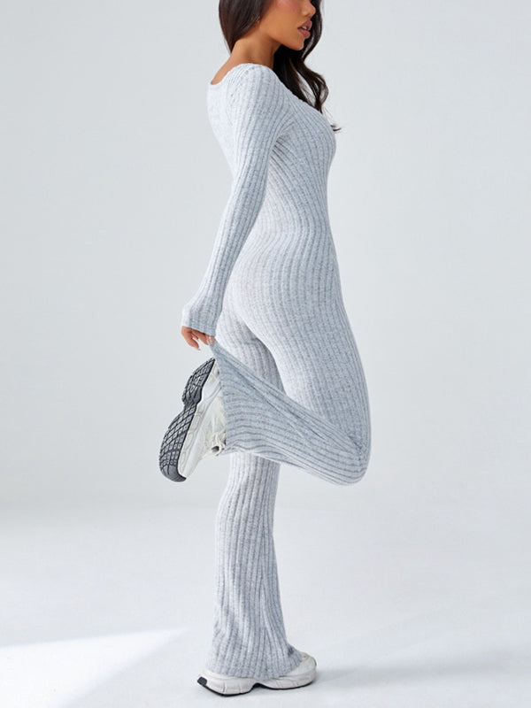 BUYCO Female Ribbed Flare Jumpsuit