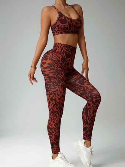 BUYCO Female Leopard Print Cross Back Tracksuit