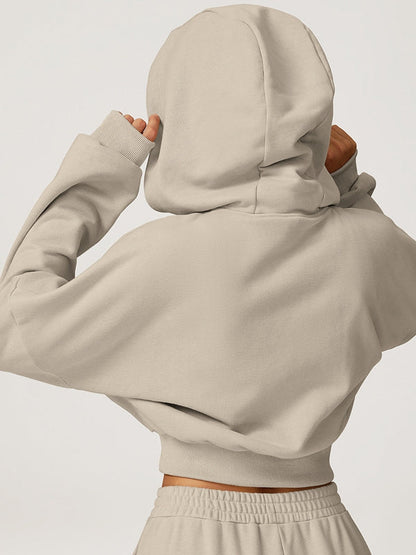 BUYCO Female Cropped With Hat Casual Hoodie