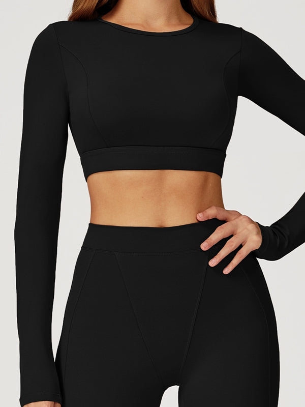 BUYCO Female Round Collar Cropped Long Sleeves