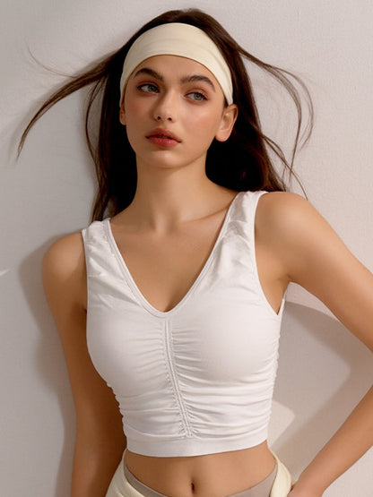 BUYCO Female Deep V Collar Backless Folds Quick Dry Tank