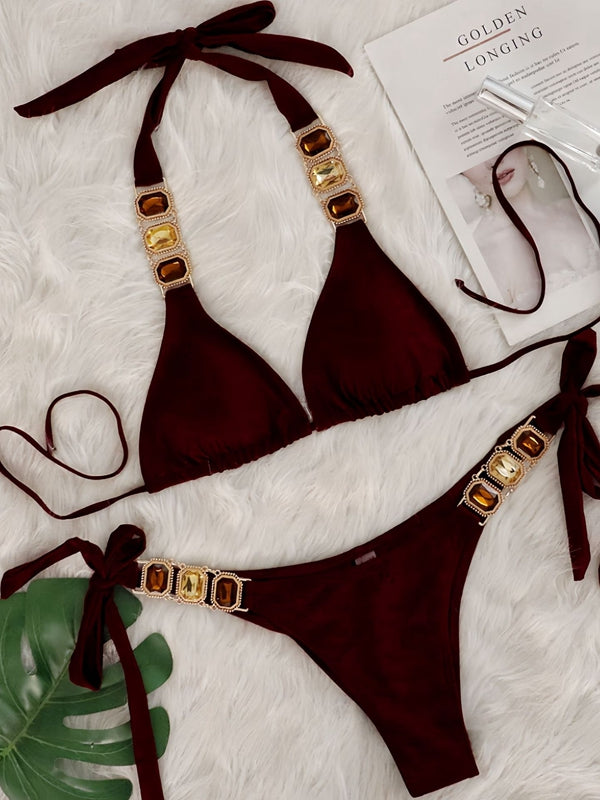BUYCO Female Fitted Crystal Bikini Set