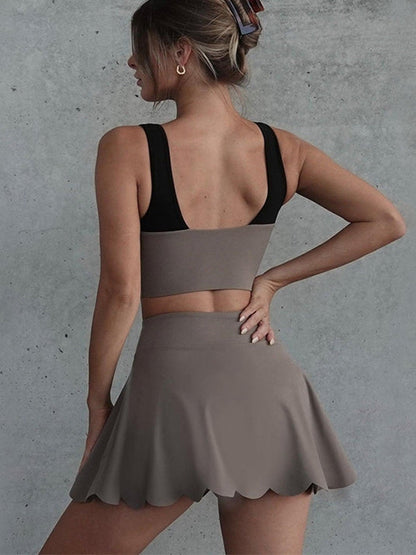 BUYCO Female Wave-edge 2 In 1 Tennis Skirts Suits