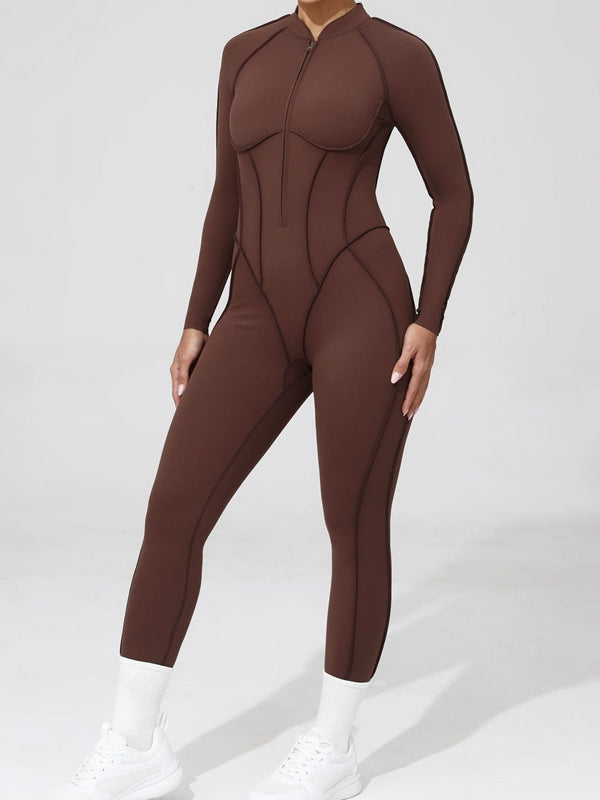 BUYCO Female Fitted Backless Zipper Ruched Back Jumpsuit