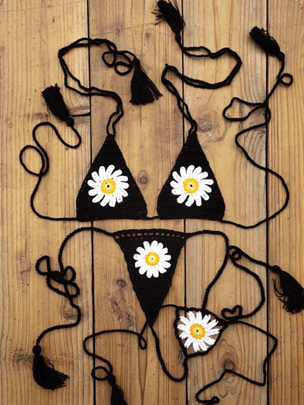 BUYCO Female Fitted Flower Hand-knitted Bikini Set