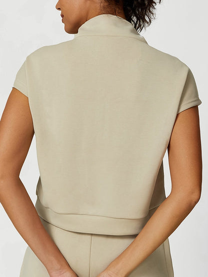 BUYCO Female Casual Stand Collar Short Sleeves