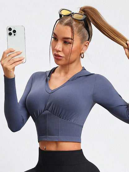 BUYCO Female Corset With Hat Cropped Hoodie