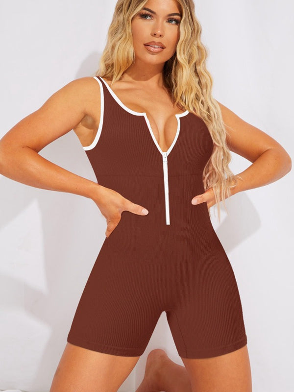 BUYCO Female Ribbed Zipper Romper