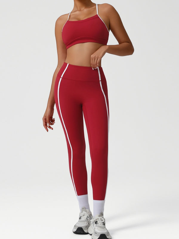 BUYCO Female Contrast Color Stripes Cross Back Tracksuit