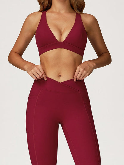 BUYCO Female V Collar Cross Back V shape-waist Tracksuit