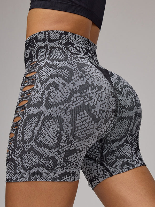 BUYCO Female Snake Print Cutout Modern Fit Shorts