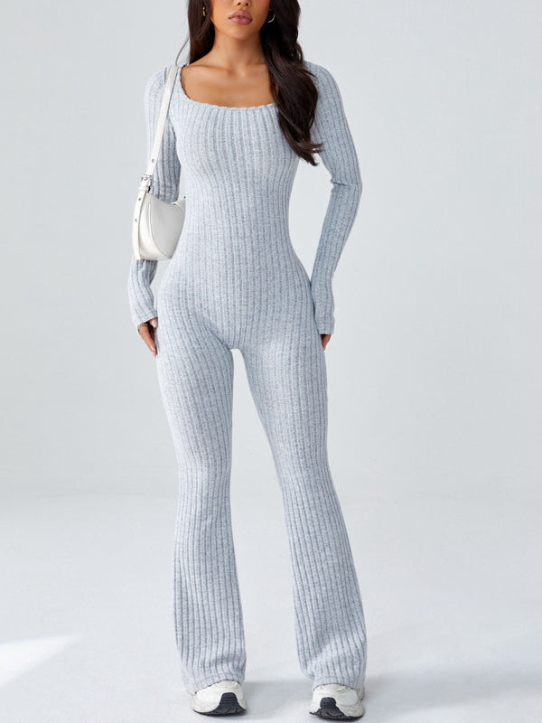 BUYCO Female Ribbed Flare Jumpsuit