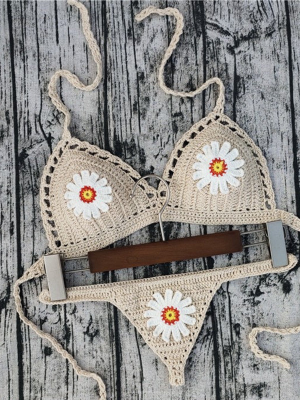 BUYCO Female Flower Hand-knitted Bikini Set