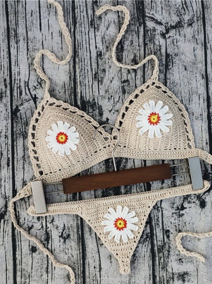 BUYCO Female Flower Hand-knitted Bikini Set