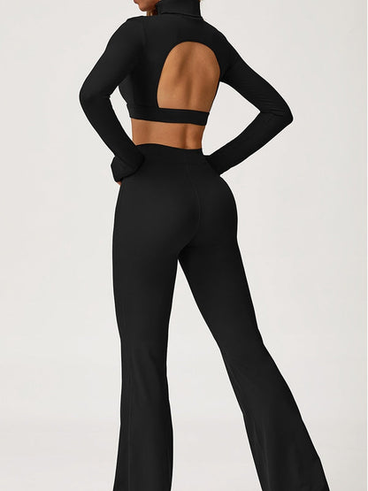 BUYCO Female Backless Stand Collar Flare Tracksuit