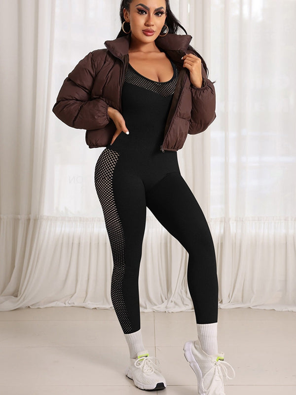 BUYCO Female Fitted Fishnet Cross Back Jumpsuit