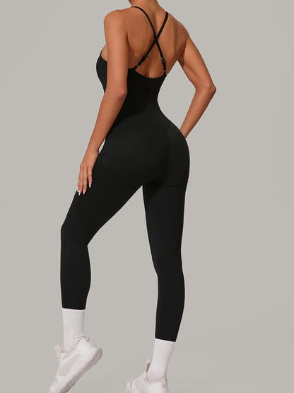 BUYCO Female Fitted Cross Back Push-Up Jumpsuit