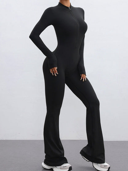 BUYCO Female Fitted Zipper Flare Jumpsuit