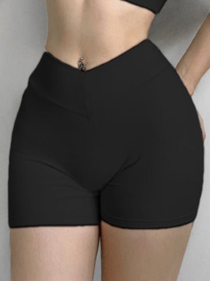 BUYCO Female Fitted V-shape Waist Deep V Back Pocket Ruched Back Shorts
