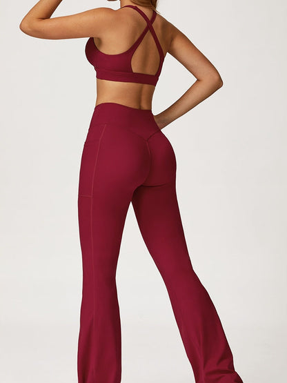 BUYCO Female V Collar Cross Back V shape-waist Flare Tracksuit