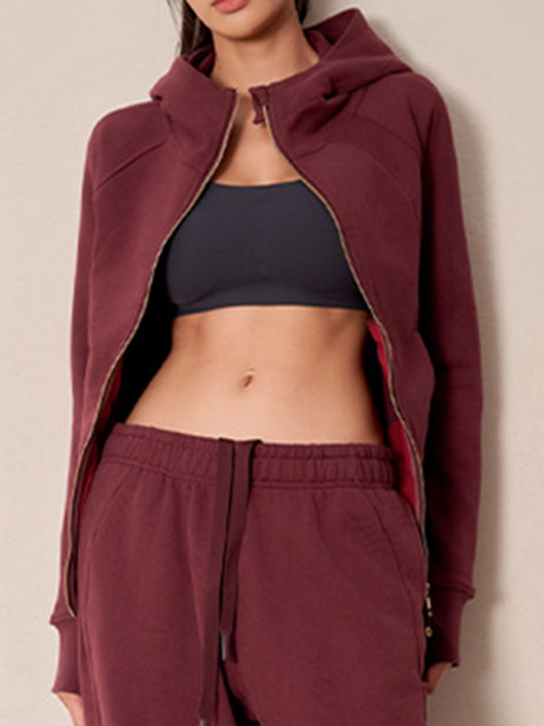 BUYCO Female Pocket Zipper With Hat Jacket