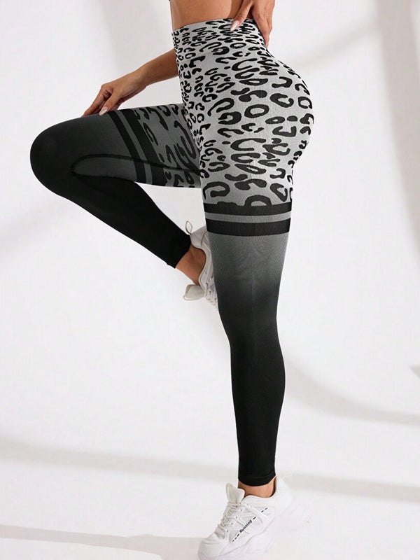 BUYCO Female Leopard Print Ombre High-rise Leggings