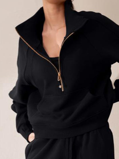 BUYCO Female Pocket Zipper Casual Hoodie