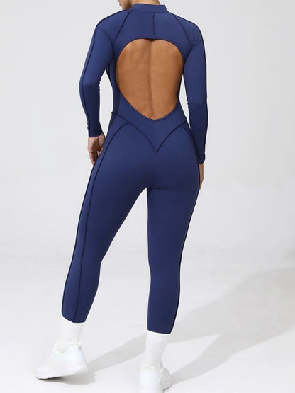BUYCO Female Fitted Backless Zipper Ruched Back Jumpsuit