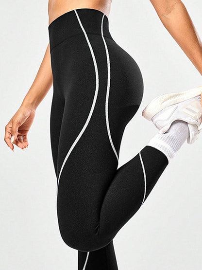BUYCO FemaleContrast Color Stripes Ruched Back Leggings