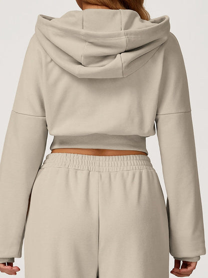 BUYCO Female Cropped With Hat Casual Hoodie
