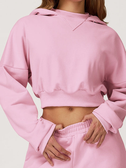 BUYCO Female Cropped With Hat Casual Hoodie