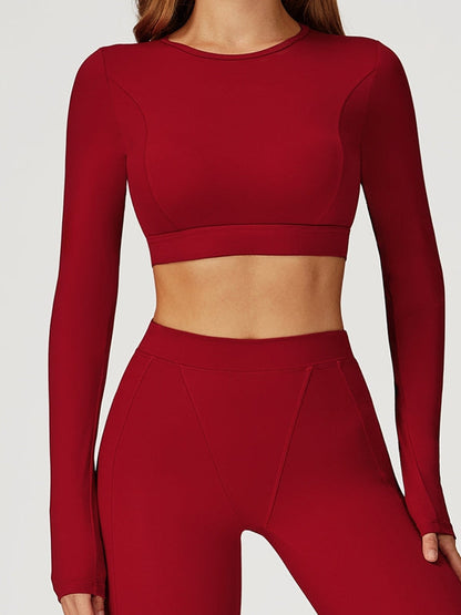 BUYCO Female Round Collar Cropped Long Sleeves