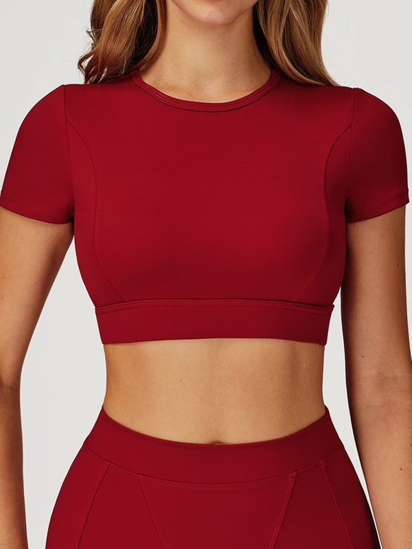 BUYCO Female Round Collar Cropped Short Sleeves