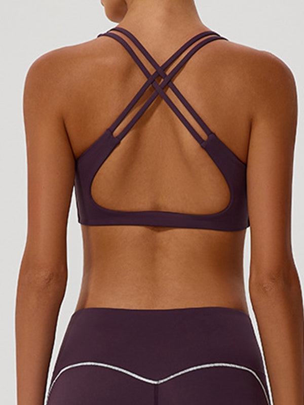BUYCO Female Big Heart Shape Cross Back Sports Bras