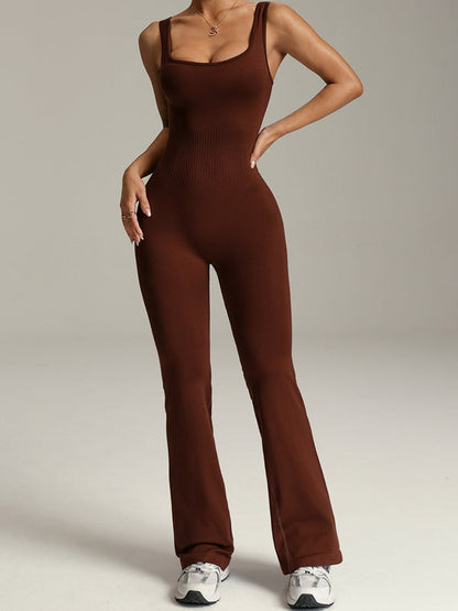 BUYCO Female Deep V Back Flare Jumpsuit