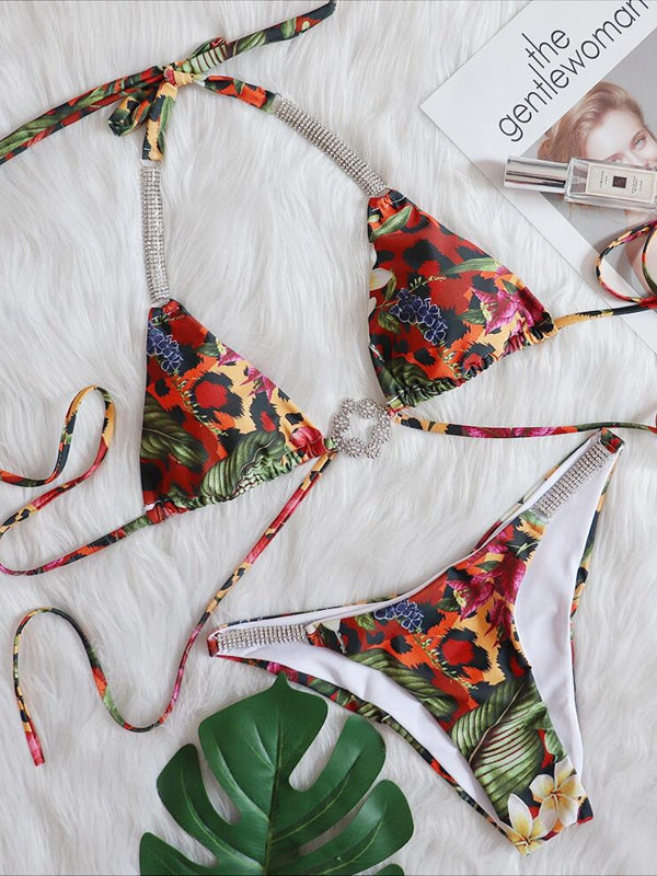 BUYCO Female Fitted Flower Print Bikini Set