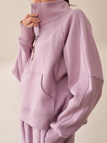 BUYCO Female Pocket Zipper Casual Hoodie