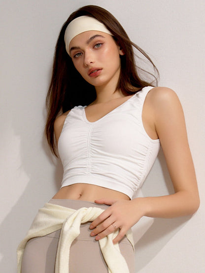 BUYCO Female Deep V Collar Backless Folds Quick Dry Tank