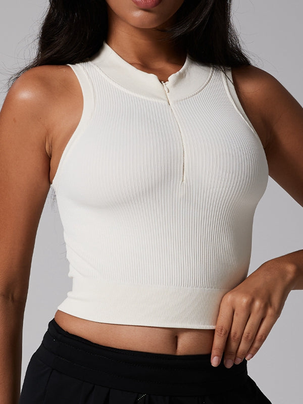BUYCO female Ribbed Zipper Tank